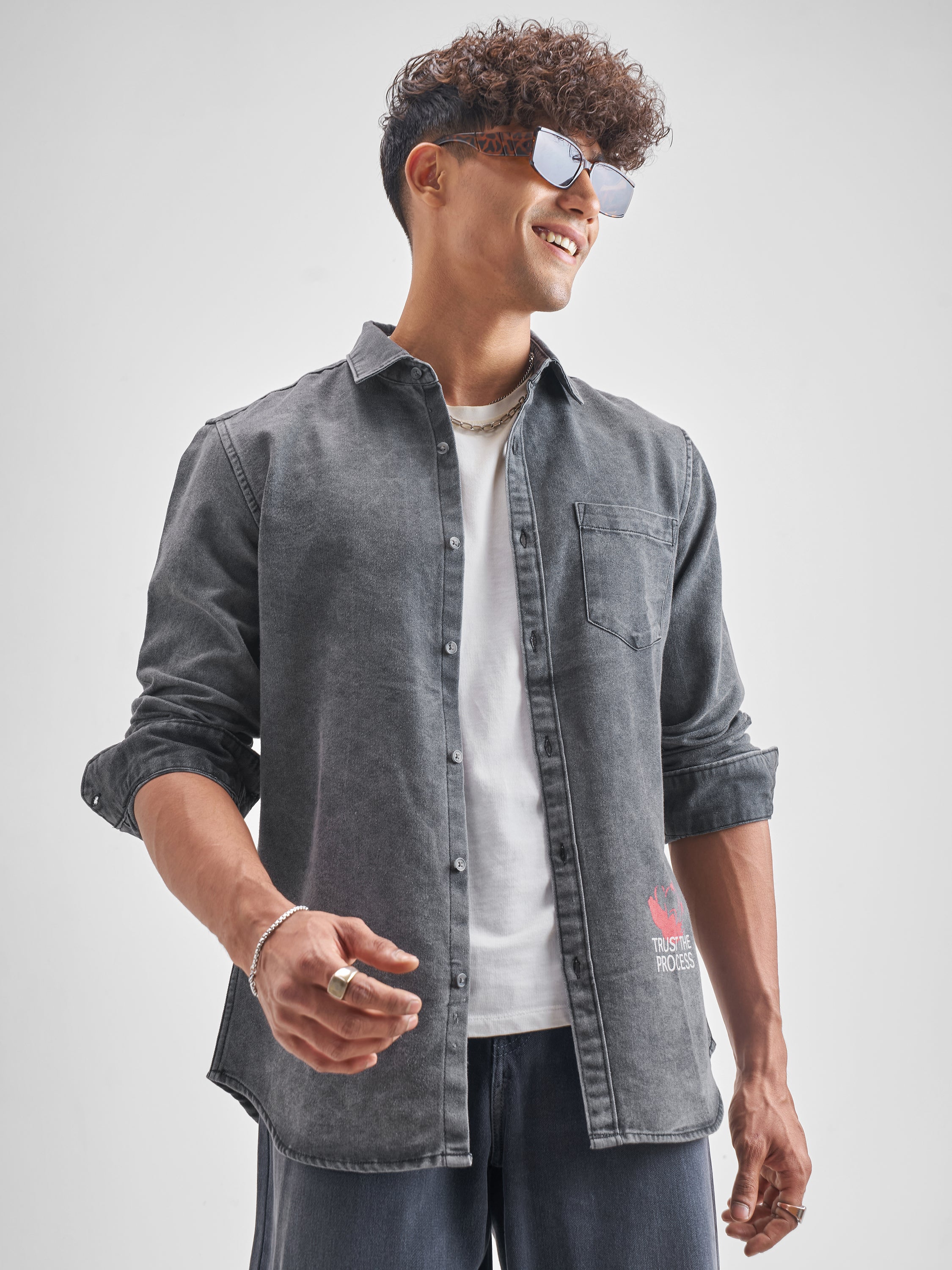 Highlander Men Grey Printed Regular Fit Casual Shirt - Grey - Image 3