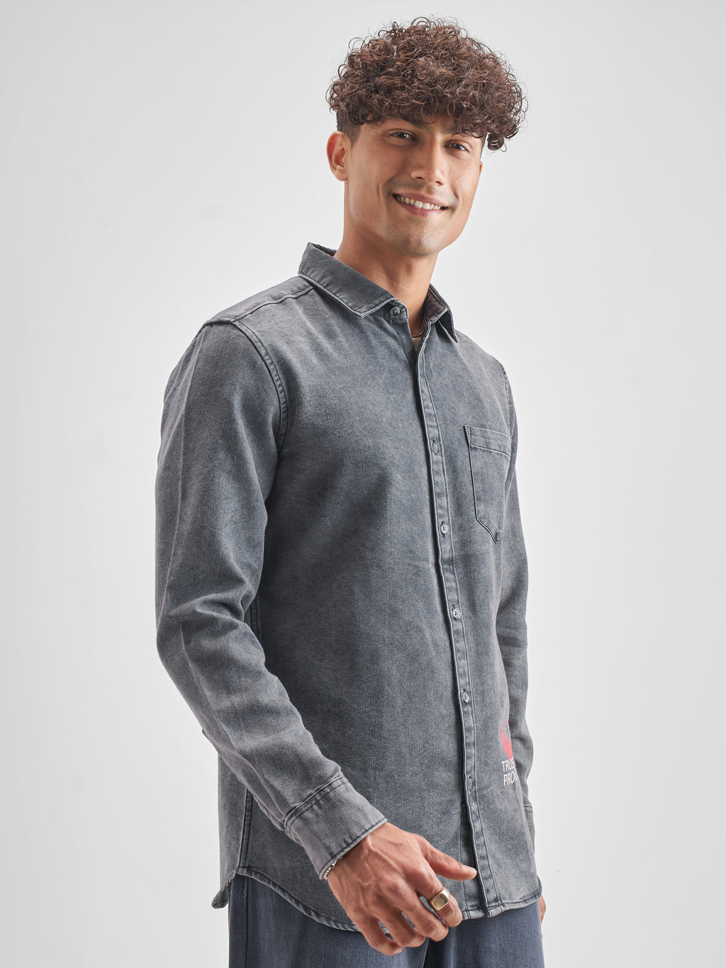 Highlander Men Grey Printed Regular Fit Casual Shirt - Grey - Image 6