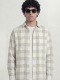 Highlander Men Off White Checked Relaxed Fit Casual Shirt - Off White - Image 1