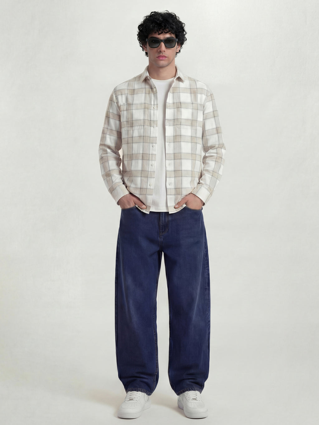 Highlander Men Off White Checked Relaxed Fit Casual Shirt - Off White - Image 2