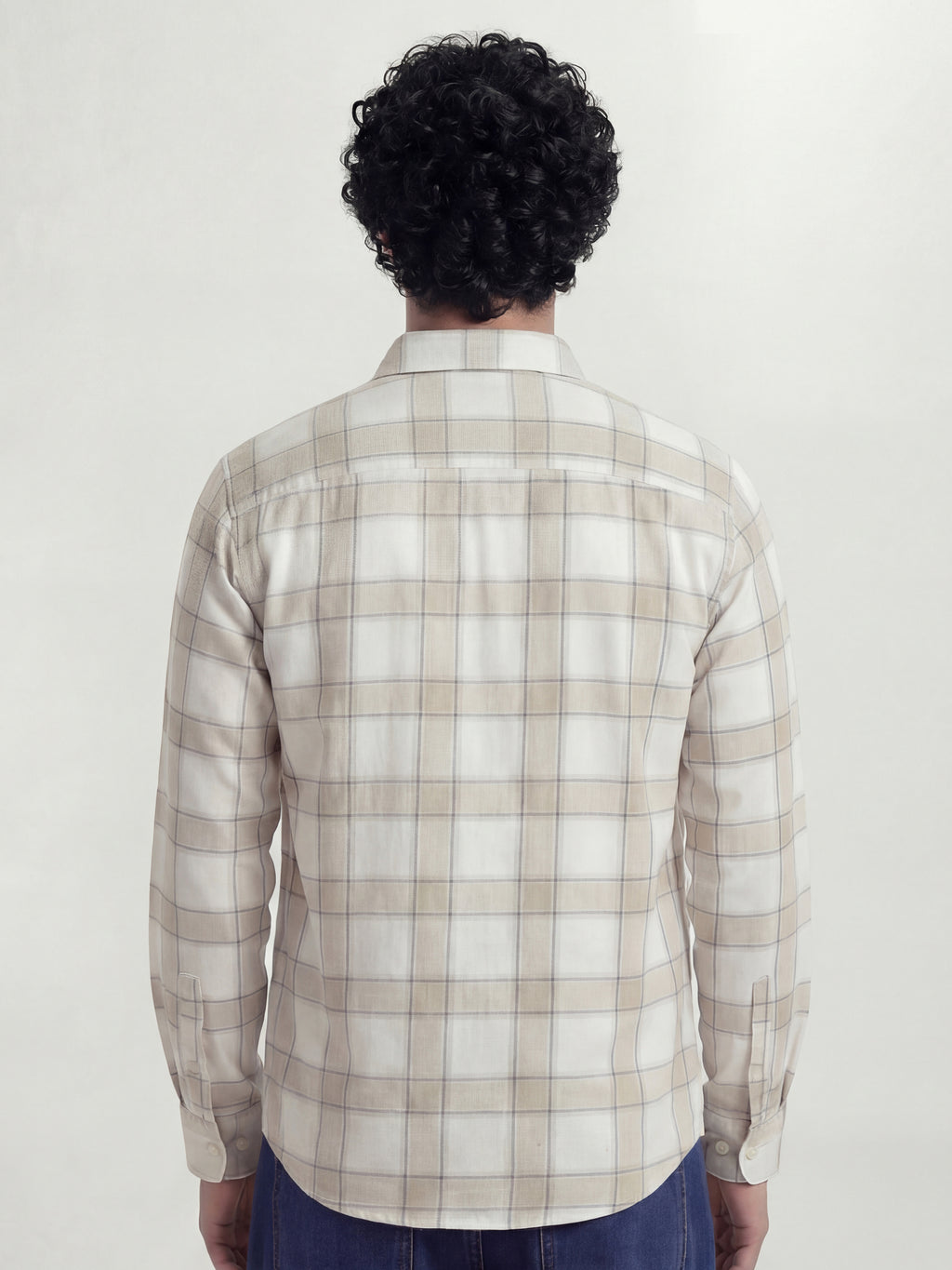 Highlander Men Off White Checked Relaxed Fit Casual Shirt - Off White - Image 3