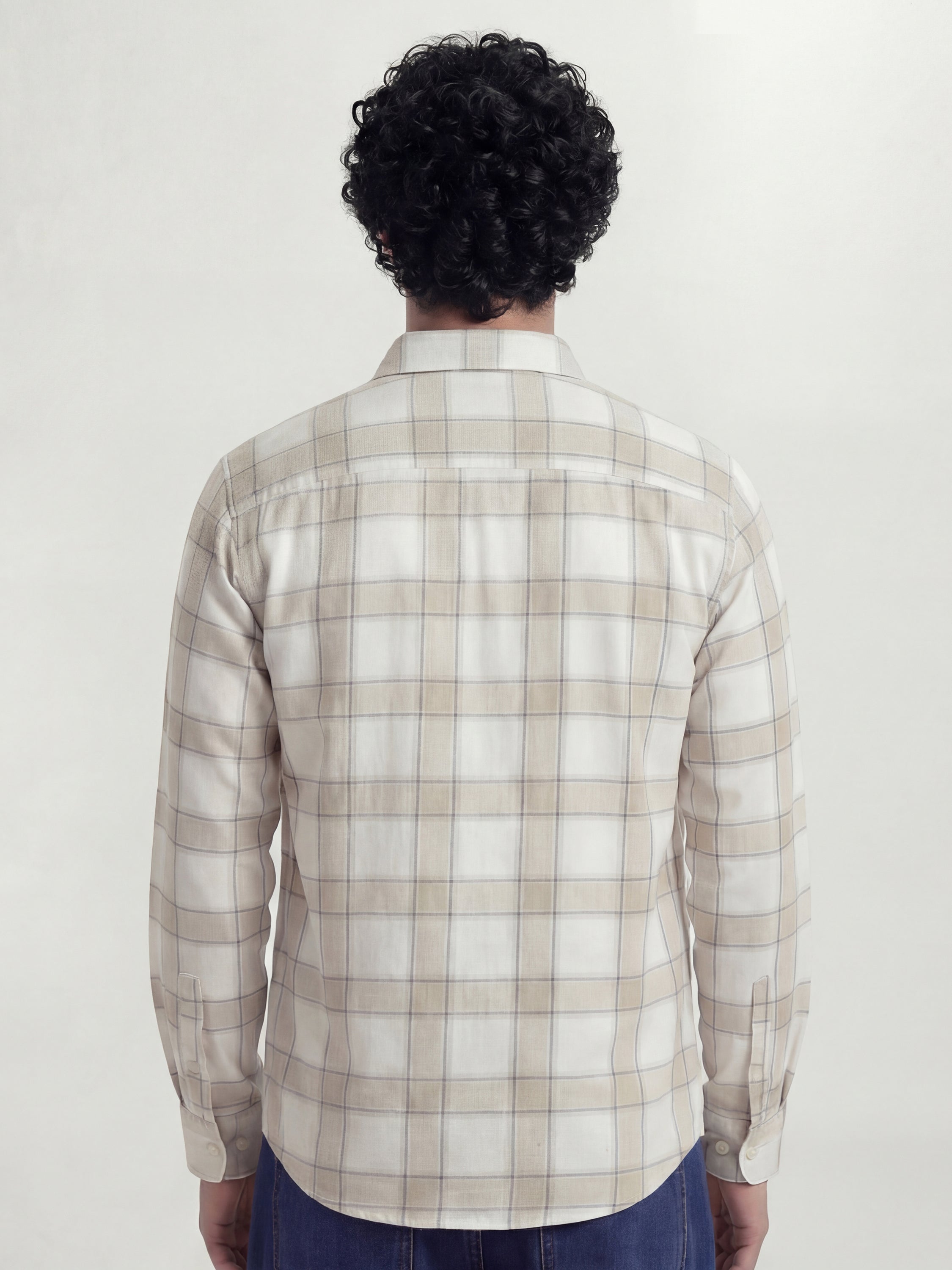 Highlander Men Off White Checked Relaxed Fit Casual Shirt - Off White - Image 3