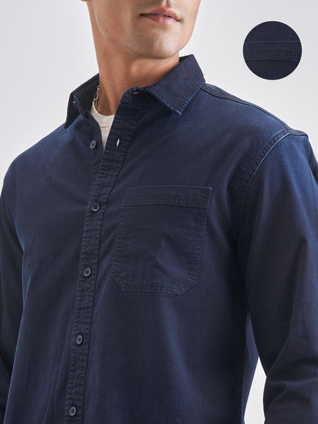 Highlander Men Blue Blue Solid Relaxed Fit Casual Shirt - Blue - Image 5