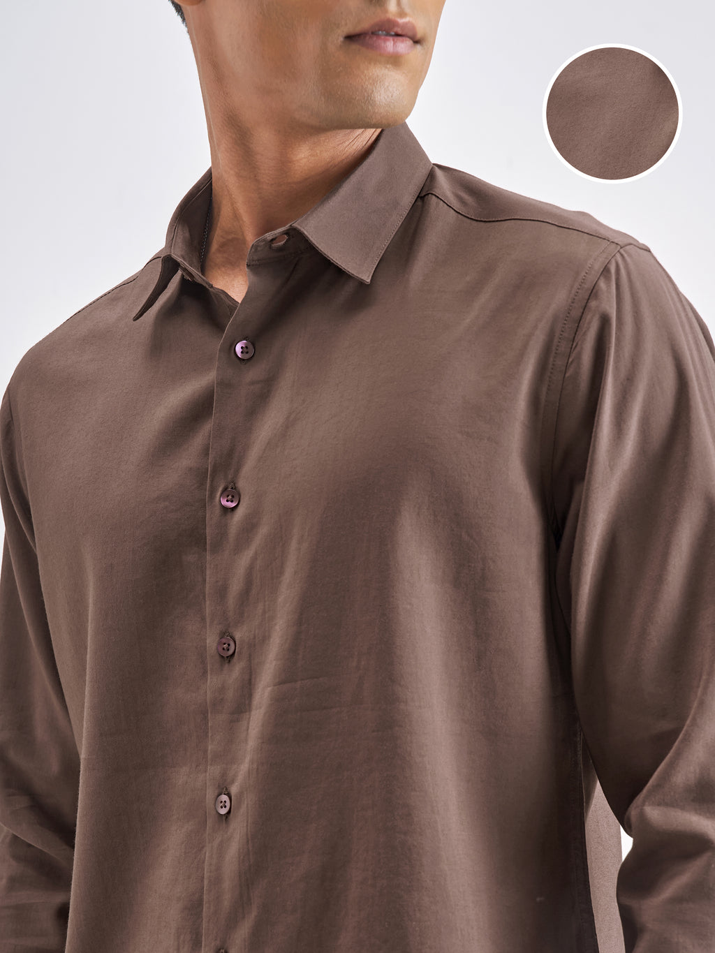 Highlander Men Brown Solid Slim Fit Casual Shirt - Brown - Image 5