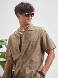 Highlander Men Brown Embroidered Relaxed Fit Casual Shirt - Brown - Image 1