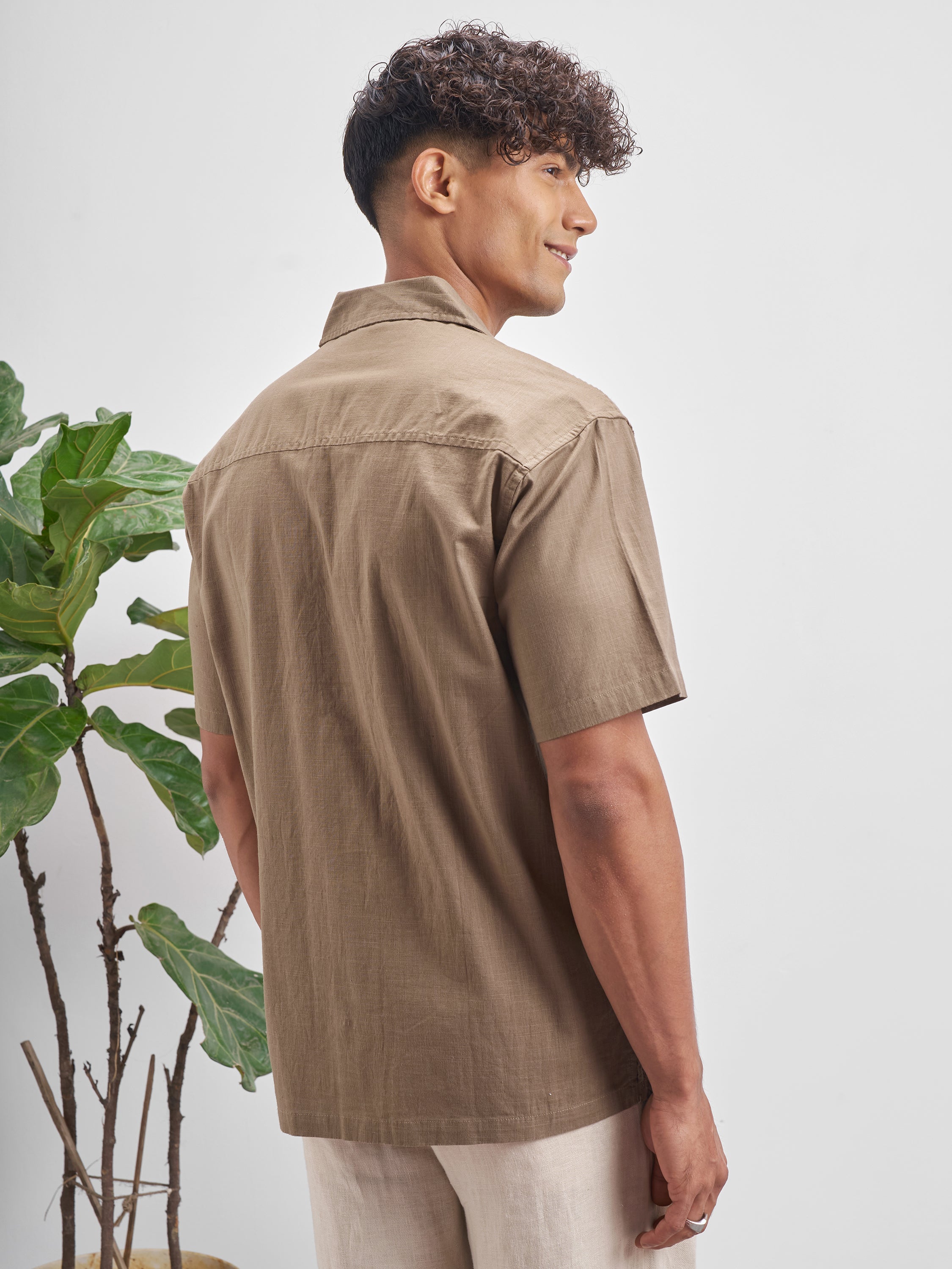 Highlander Men Brown Embroidered Relaxed Fit Casual Shirt - Brown - Image 3