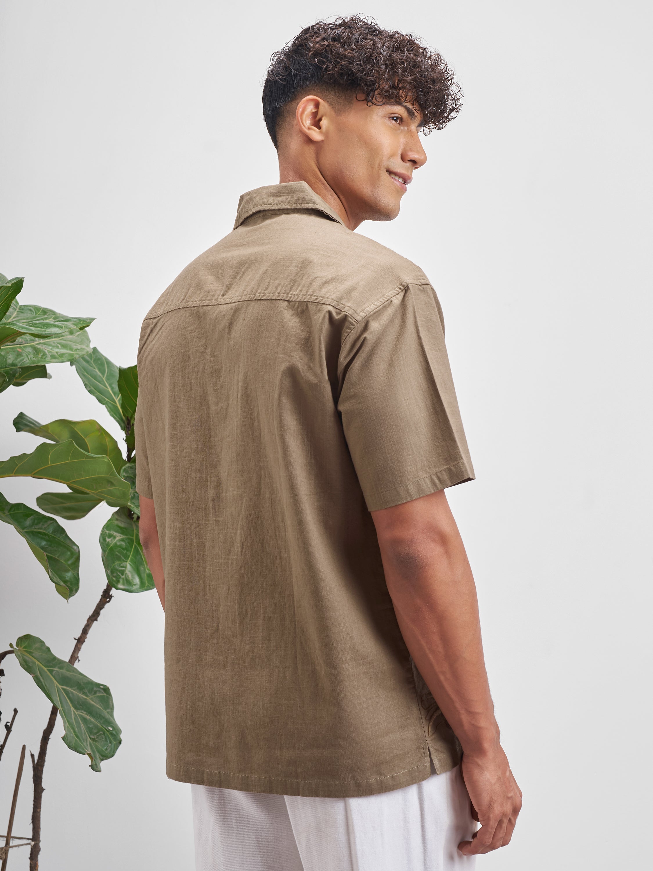 Highlander Men Brown Embroidered Relaxed Fit Casual Shirt - Brown - Image 3