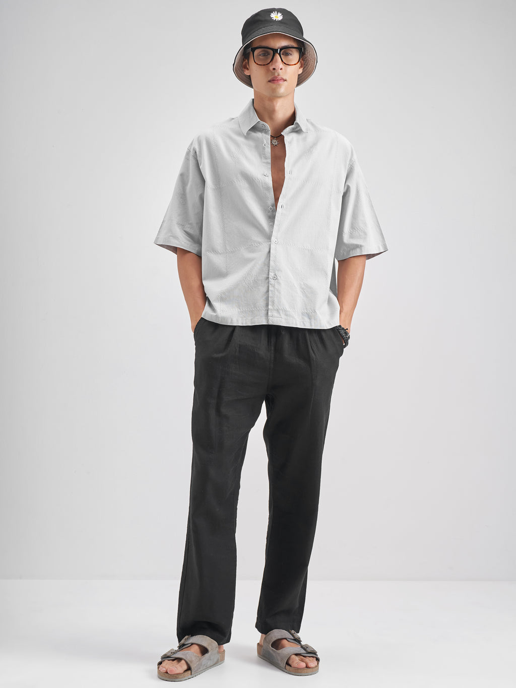 Highlander Men Grey Solid Boxy Fit Casual shirt - Grey - Image 2