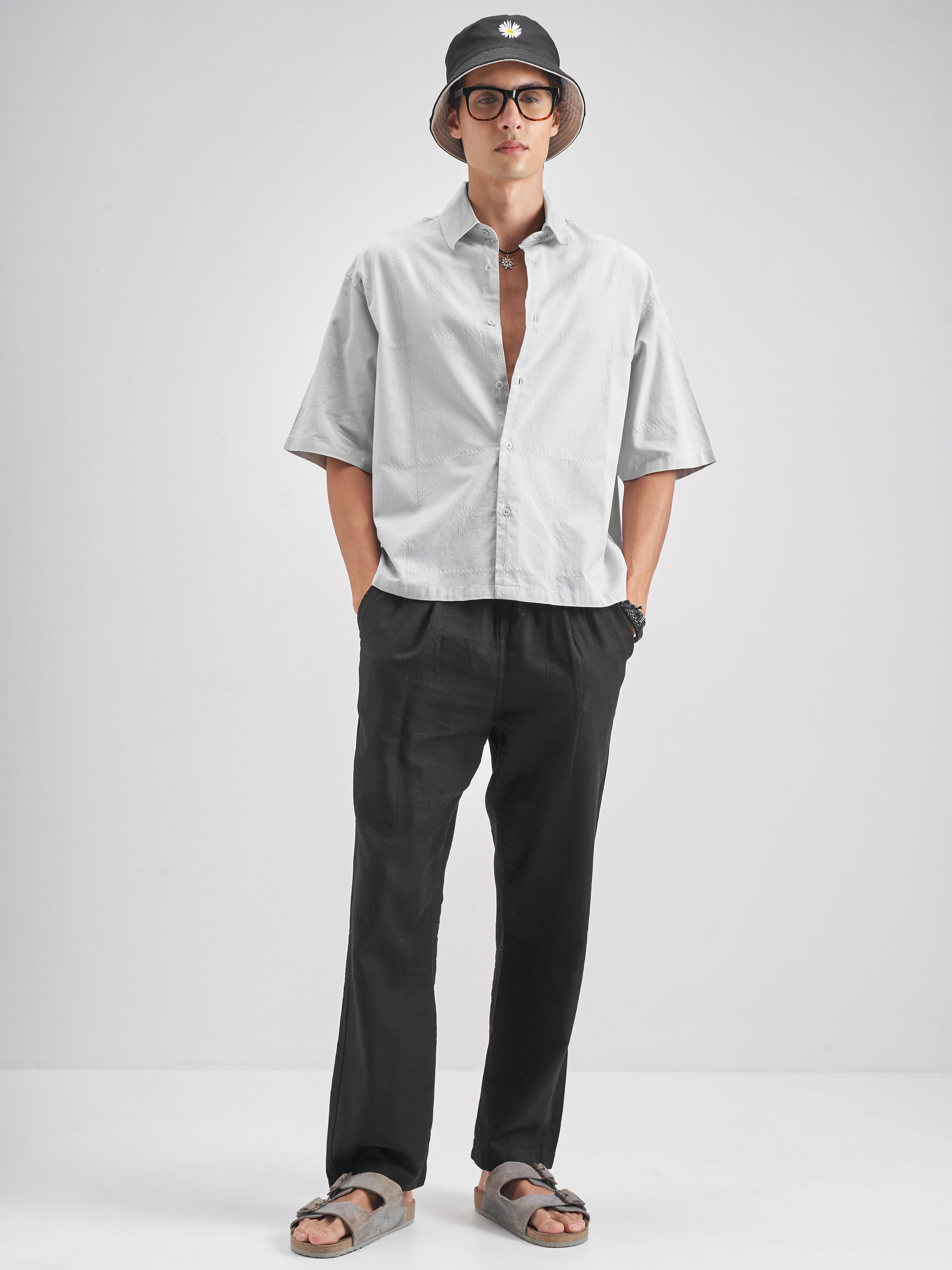 Highlander Men Grey Solid Boxy Fit Casual shirt - Grey - Image 2