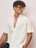 Highlander Men Cream Self Design Relaxed Fit Casual Shirt - Cream - Image 1