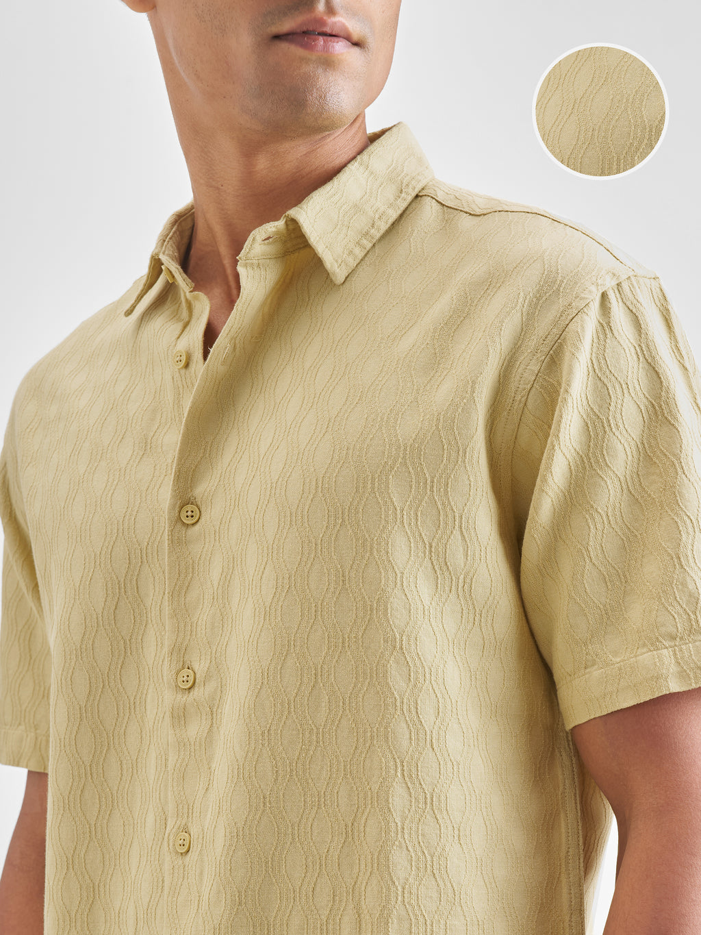 Highlander Men Yellow Self Desgin Relaxed Fit Casual Shirt - Yellow - Image 5