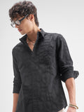 Highlander Men Black Self Design Regular Fit Casual Shirt - Black - Image 1
