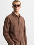 Highlander Men Brown Self Desgin Slim Fit Casual Shirt - Brown - Image 1