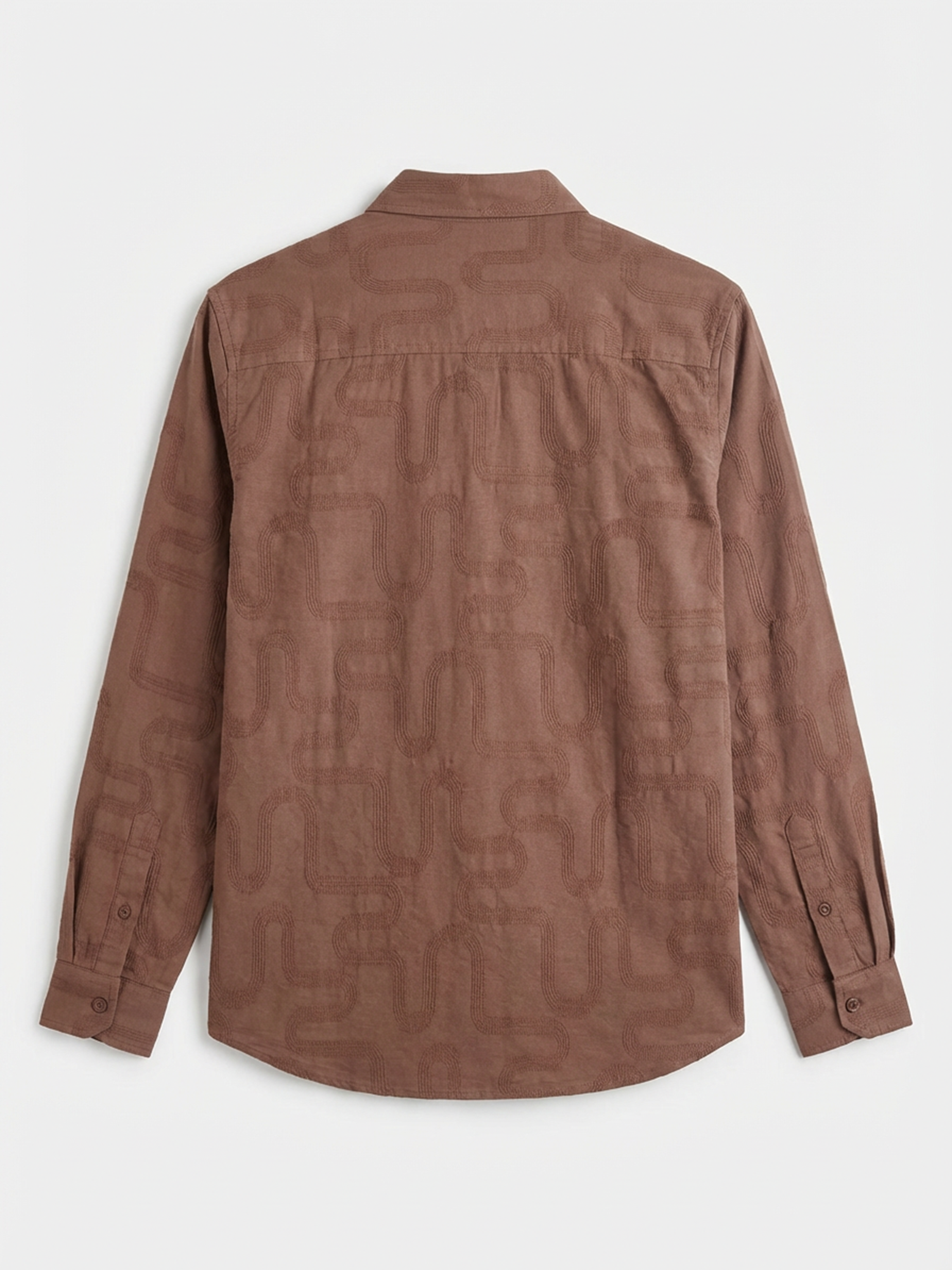 Highlander Men Brown Self Desgin Slim Fit Casual Shirt - Brown - Image 5