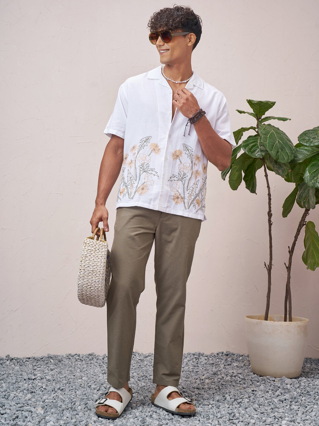 Highlander Men White Embroidered Relaxed Fit Casual Shirt - White - Image 2