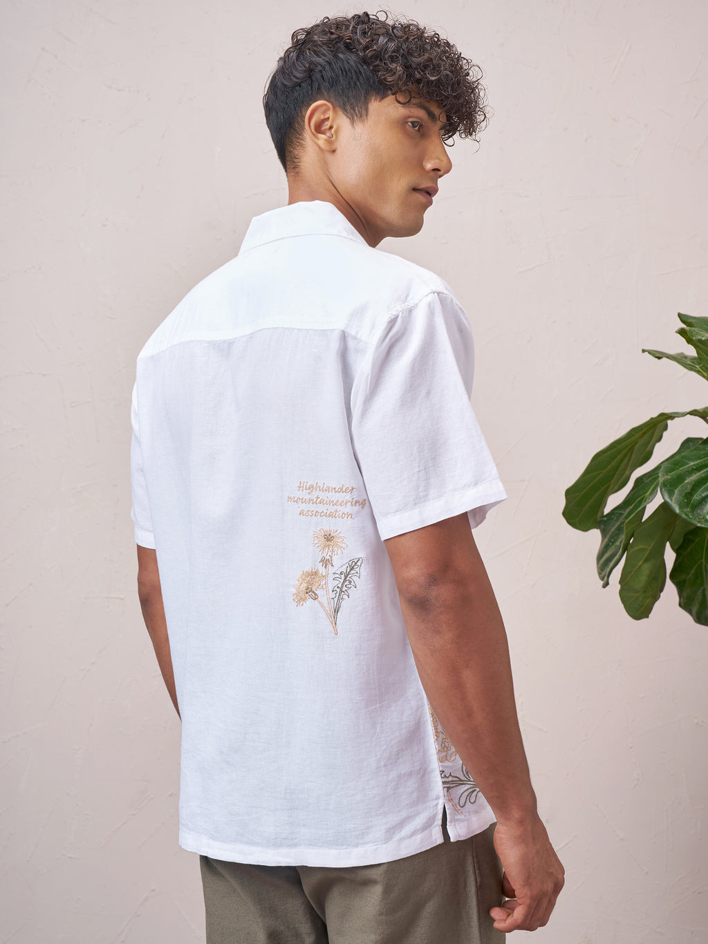 Highlander Men White Embroidered Relaxed Fit Casual Shirt - White - Image 3