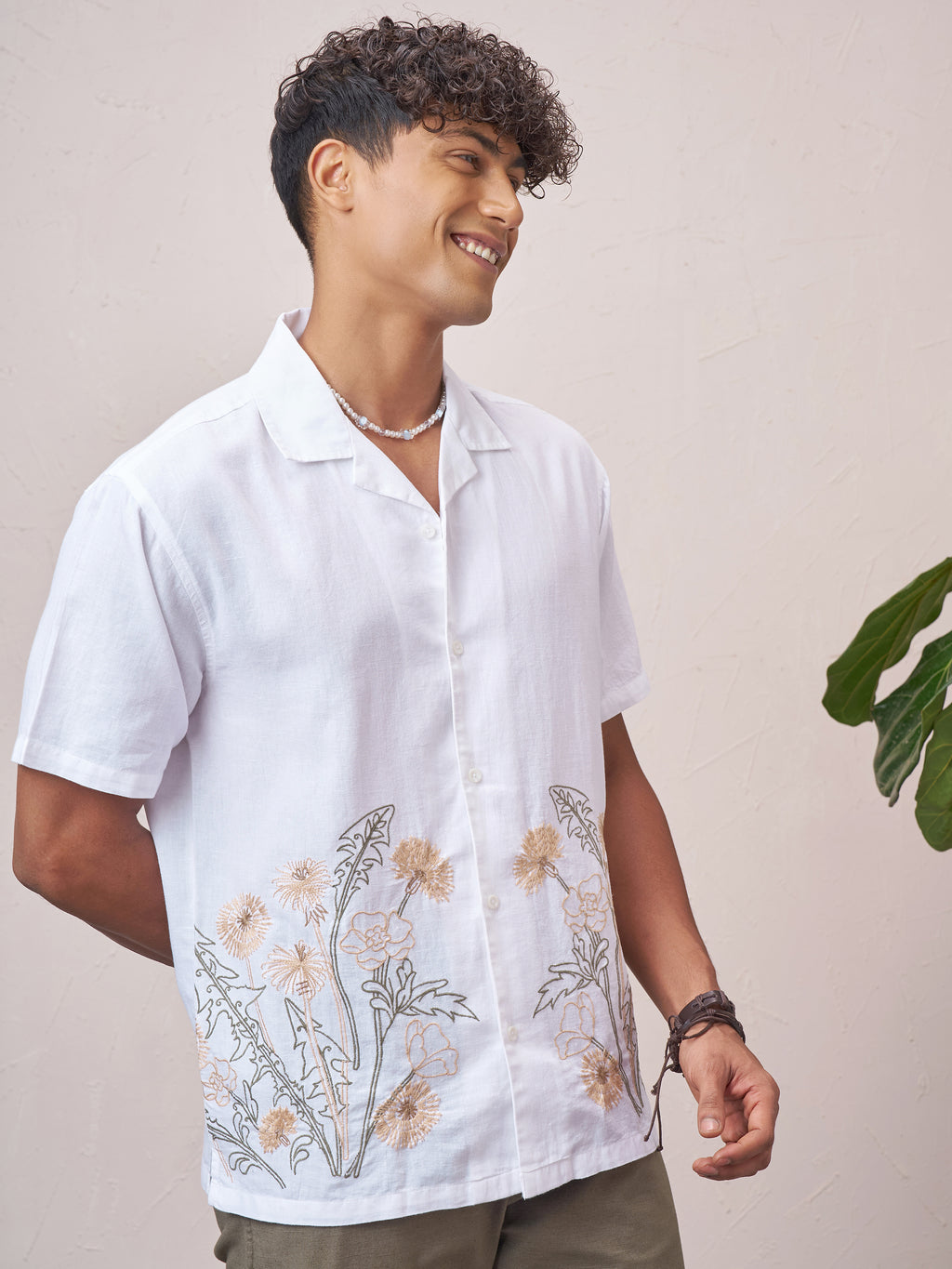 Highlander Men White Embroidered Relaxed Fit Casual Shirt - White - Image 6
