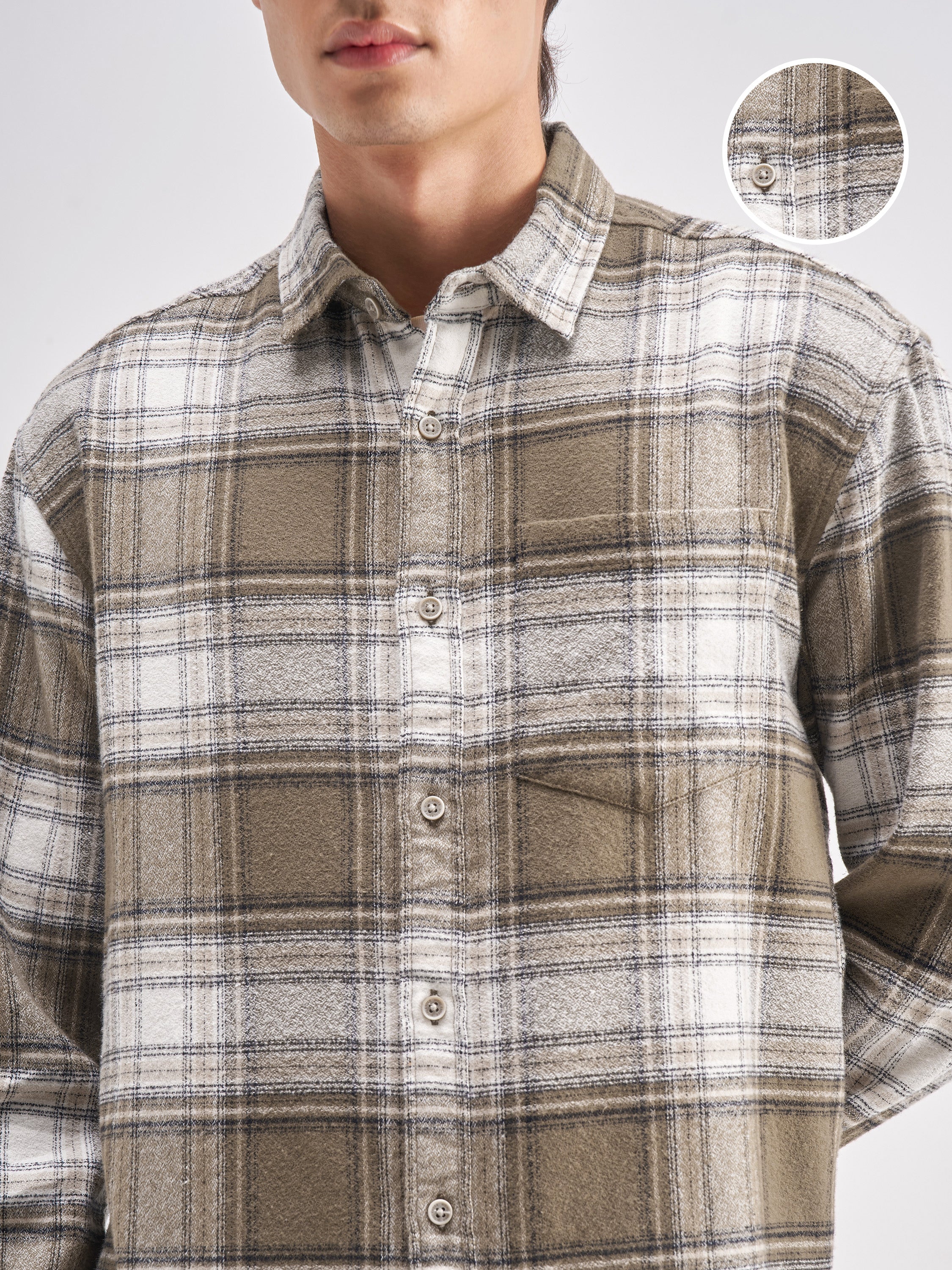 Highlander Men Beige Checked Relaxed Fit Casual Shirt - Beige - Image 5