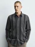 Highlander Men Black Striped Slim Fit Casual Shirt - Black - Image 1
