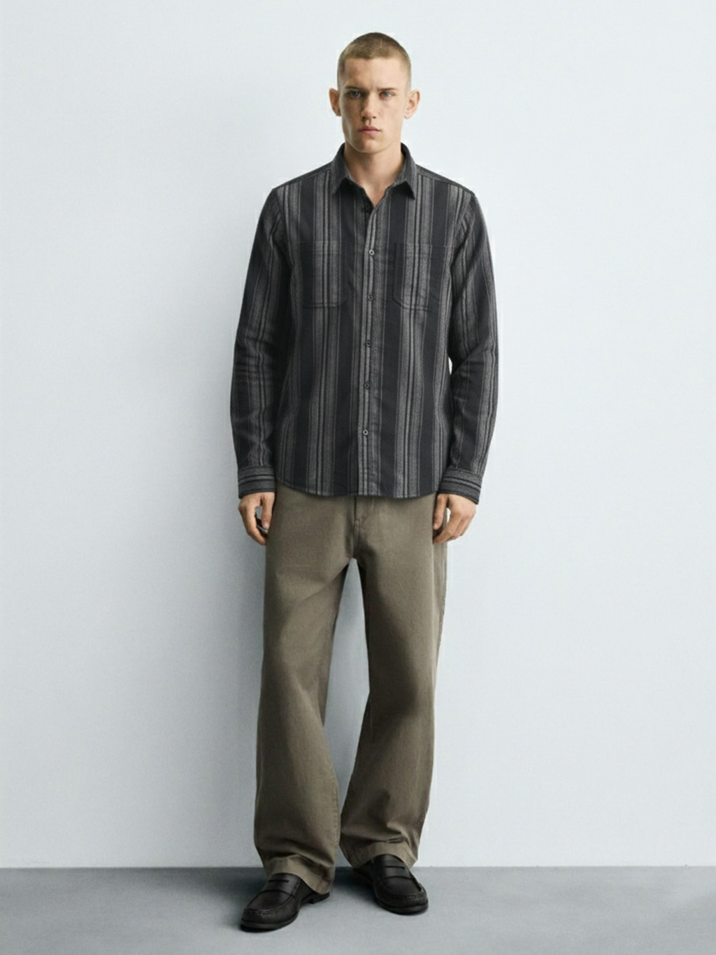 Highlander Men Black Striped Slim Fit Casual Shirt - Black - Image 3