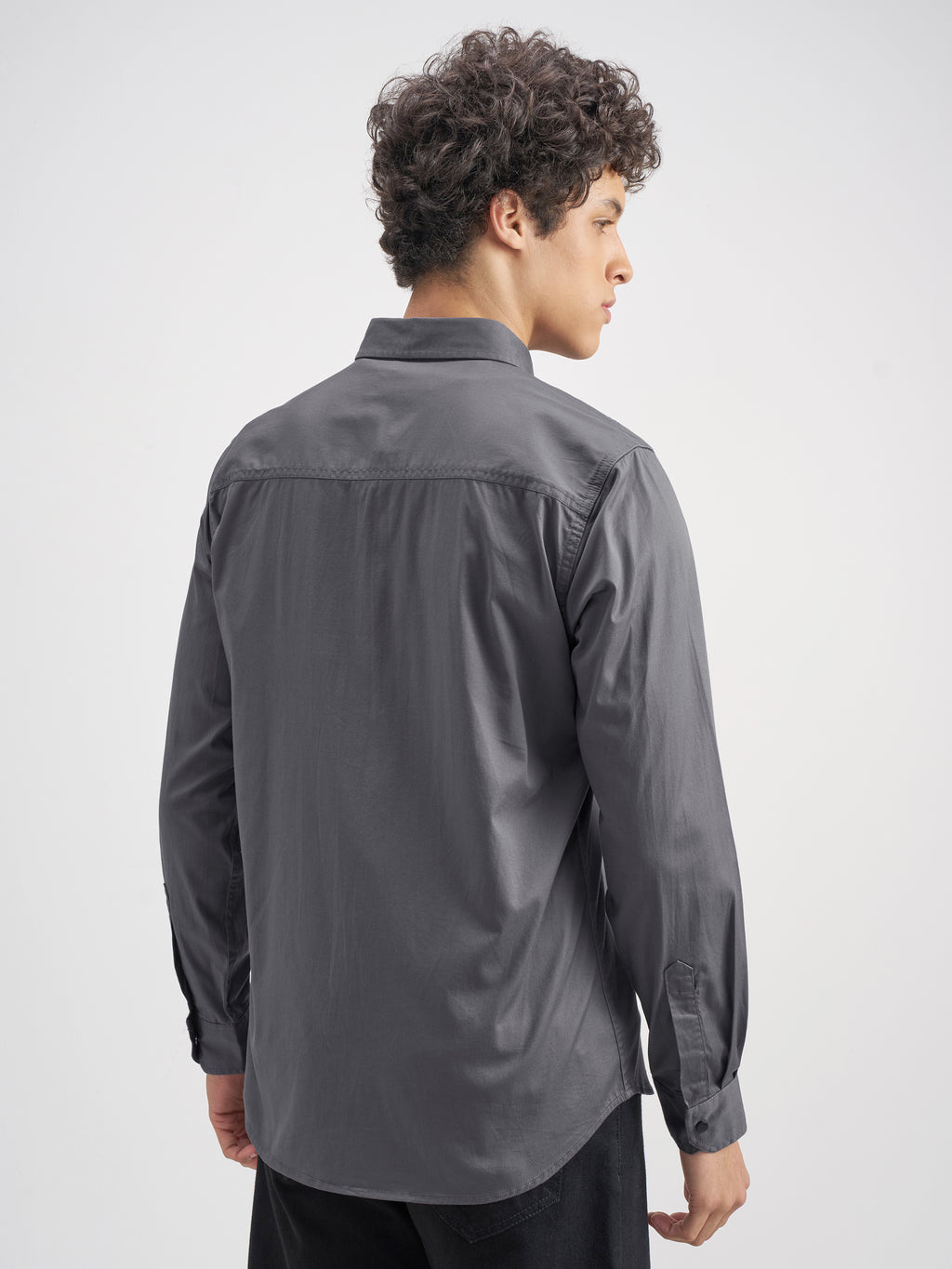 Highlander Men Grey Solid Slim Fit Casual Shirt - Grey - Image 3