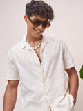 Highlander Men Cream Self Design Relaxed Fit Casual Shirt - Cream - Image 1
