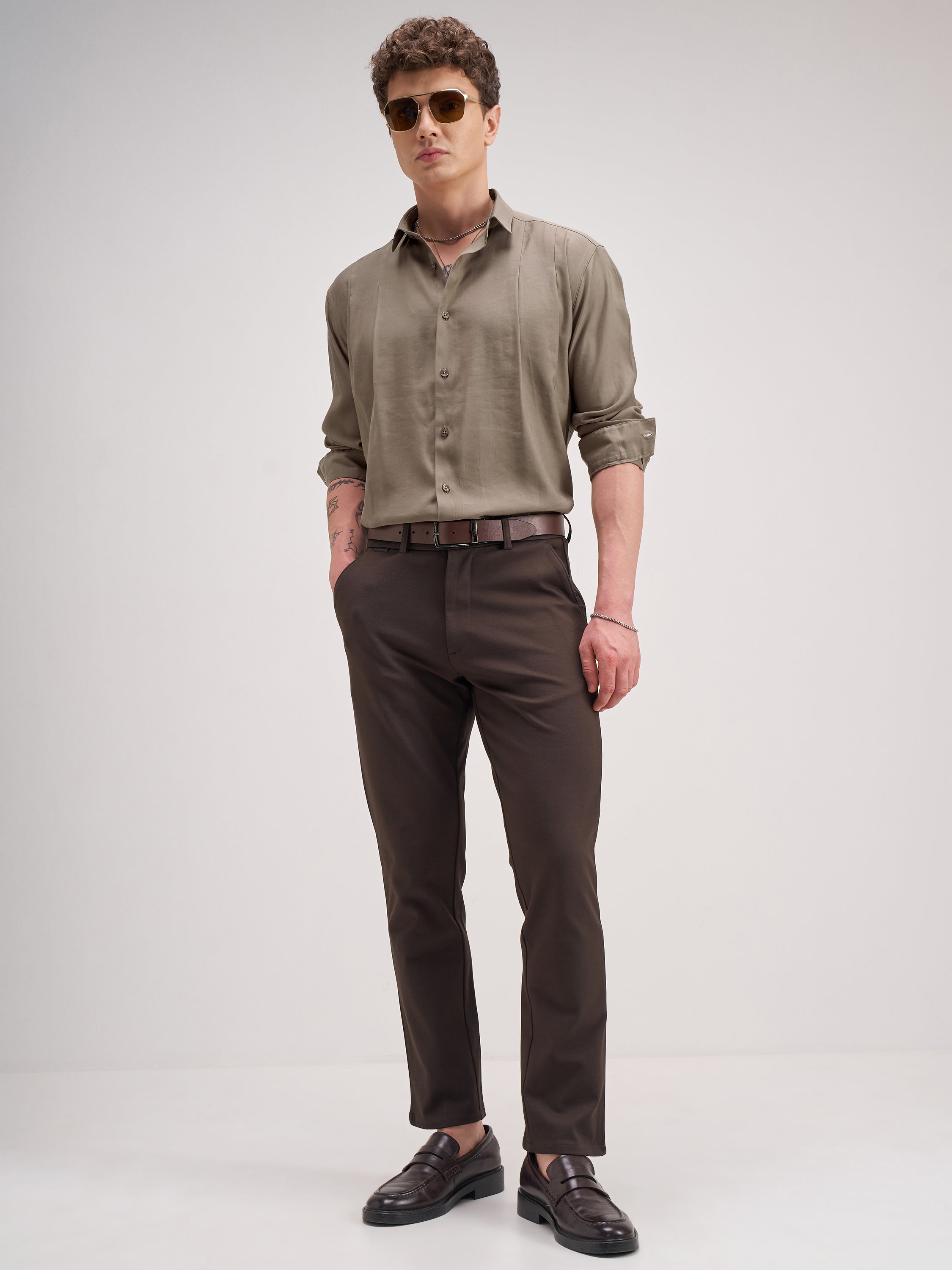 Highlander Men Khaki Solid Regular Fit Casual Shirt - Khaki - Image 2