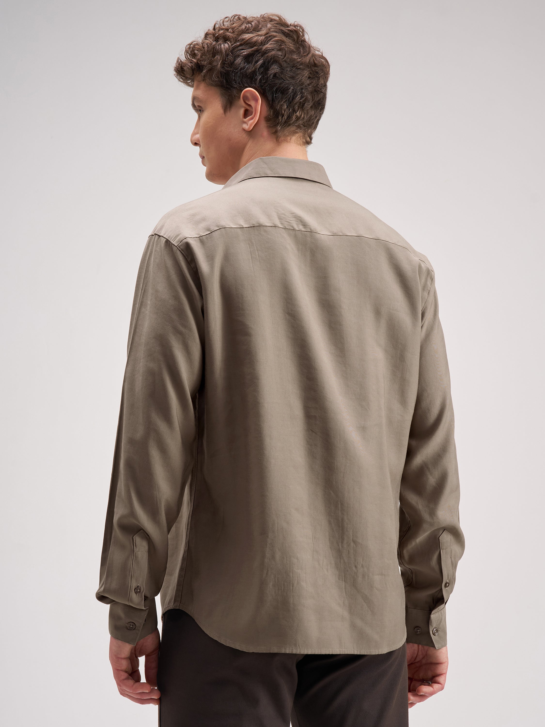 Highlander Men Khaki Solid Regular Fit Casual Shirt - Khaki - Image 3