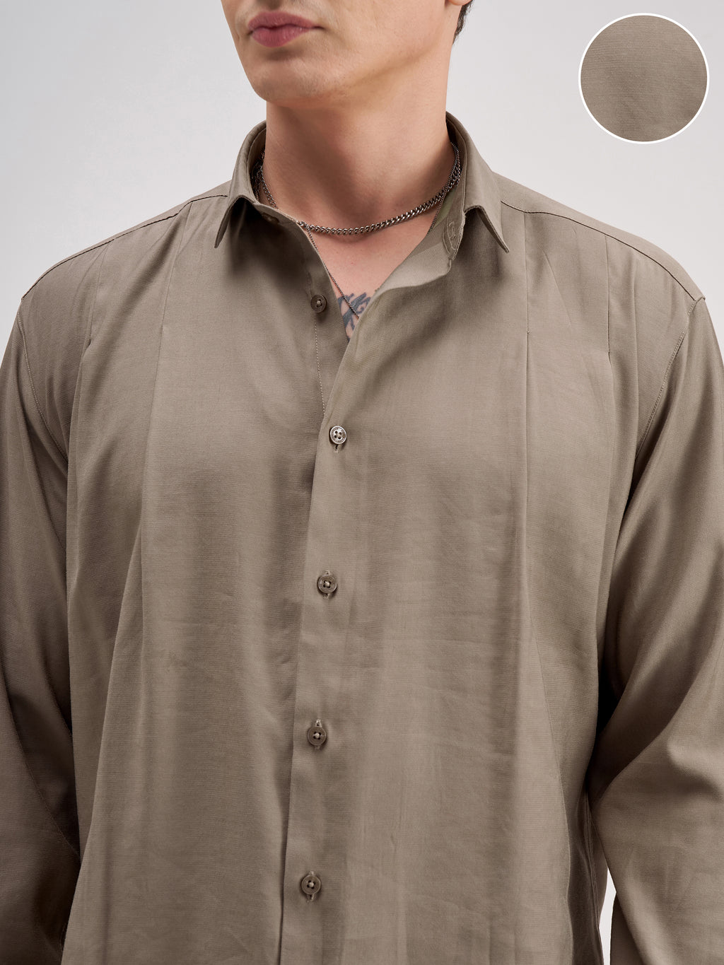 Highlander Men Khaki Solid Regular Fit Casual Shirt - Khaki - Image 5