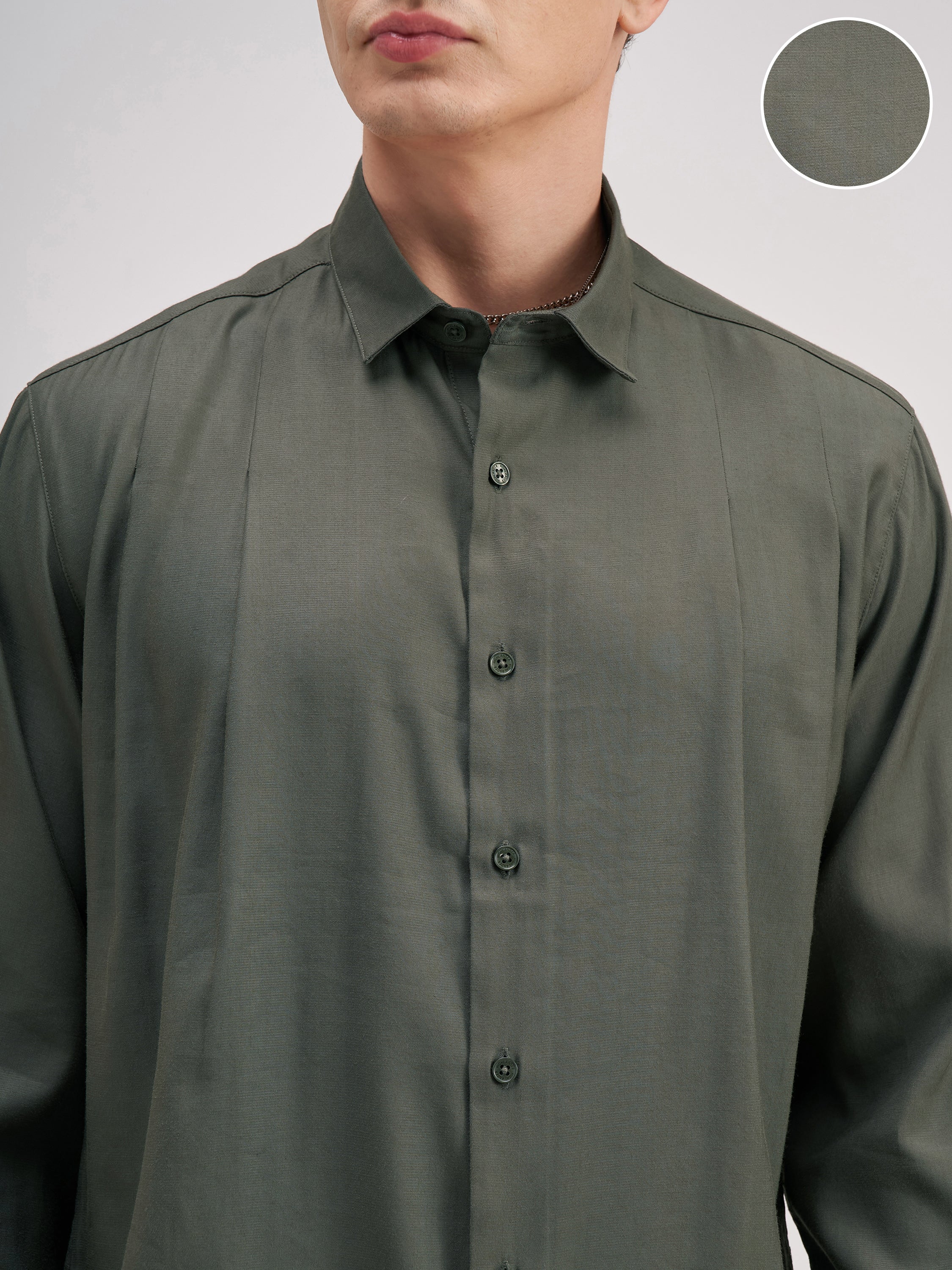 Highlander Men Olive Solid Regular Fit Casual Shirt - Olive - Image 5