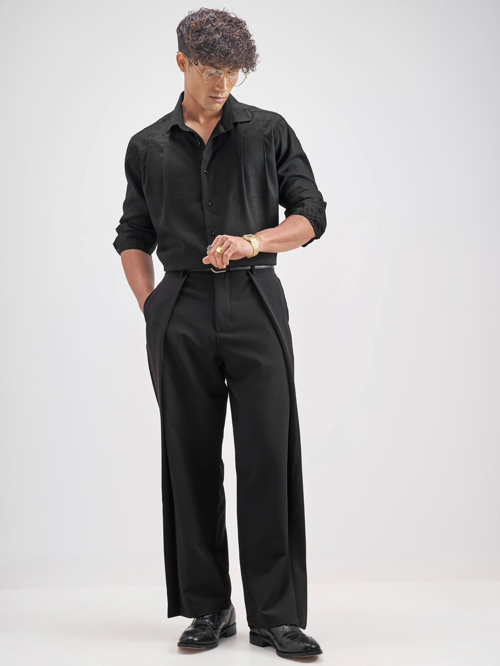 Highlander Men Black Solid Slim Fit Casual Shirt - Black - Image 2