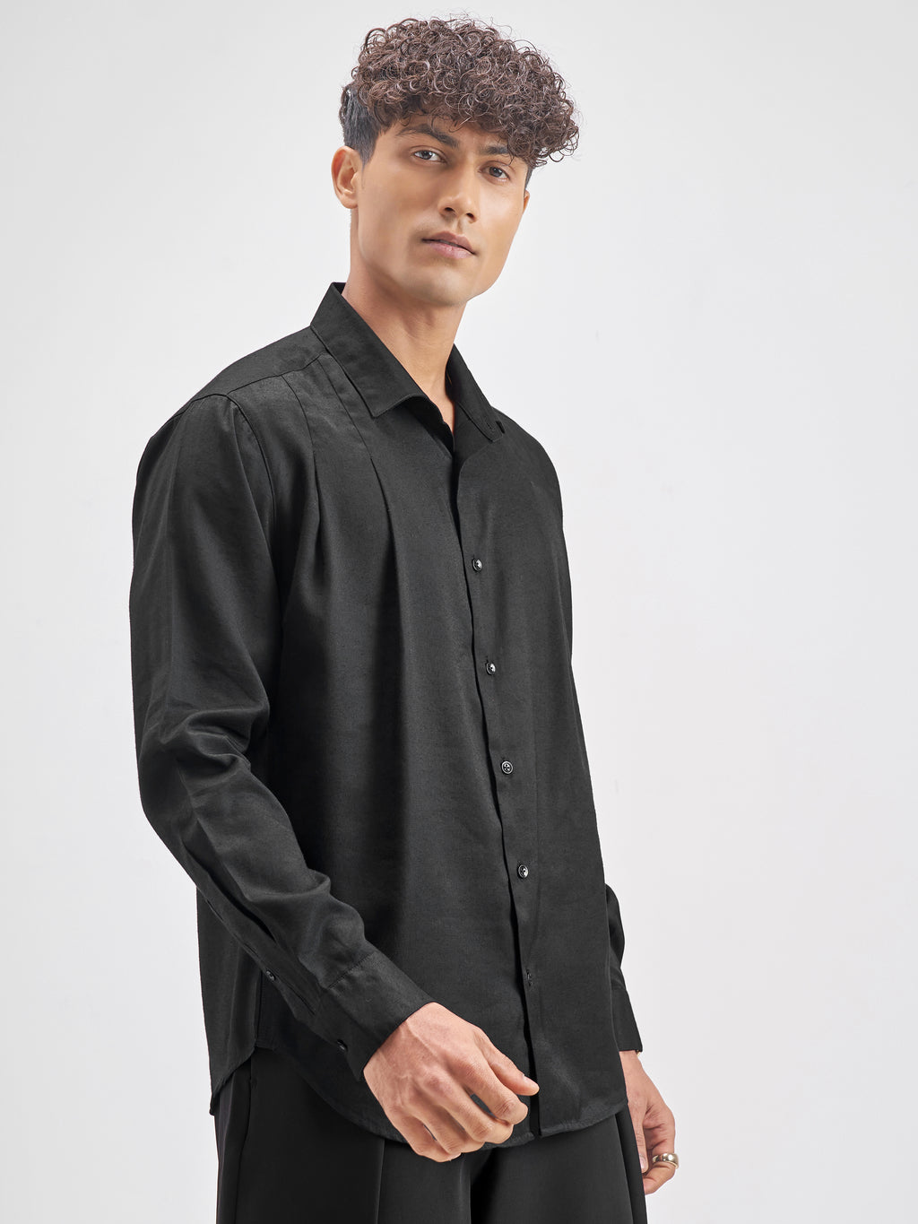 Highlander Men Black Solid Slim Fit Casual Shirt - Black - Image 6