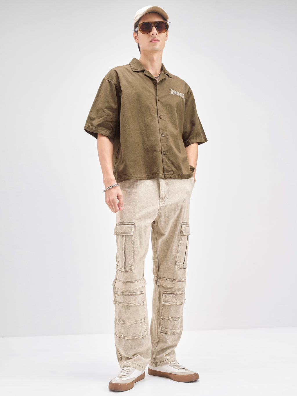 Highlander Men Brown Embroidered Boxy Fit Casual shirt - Brown - Image 2