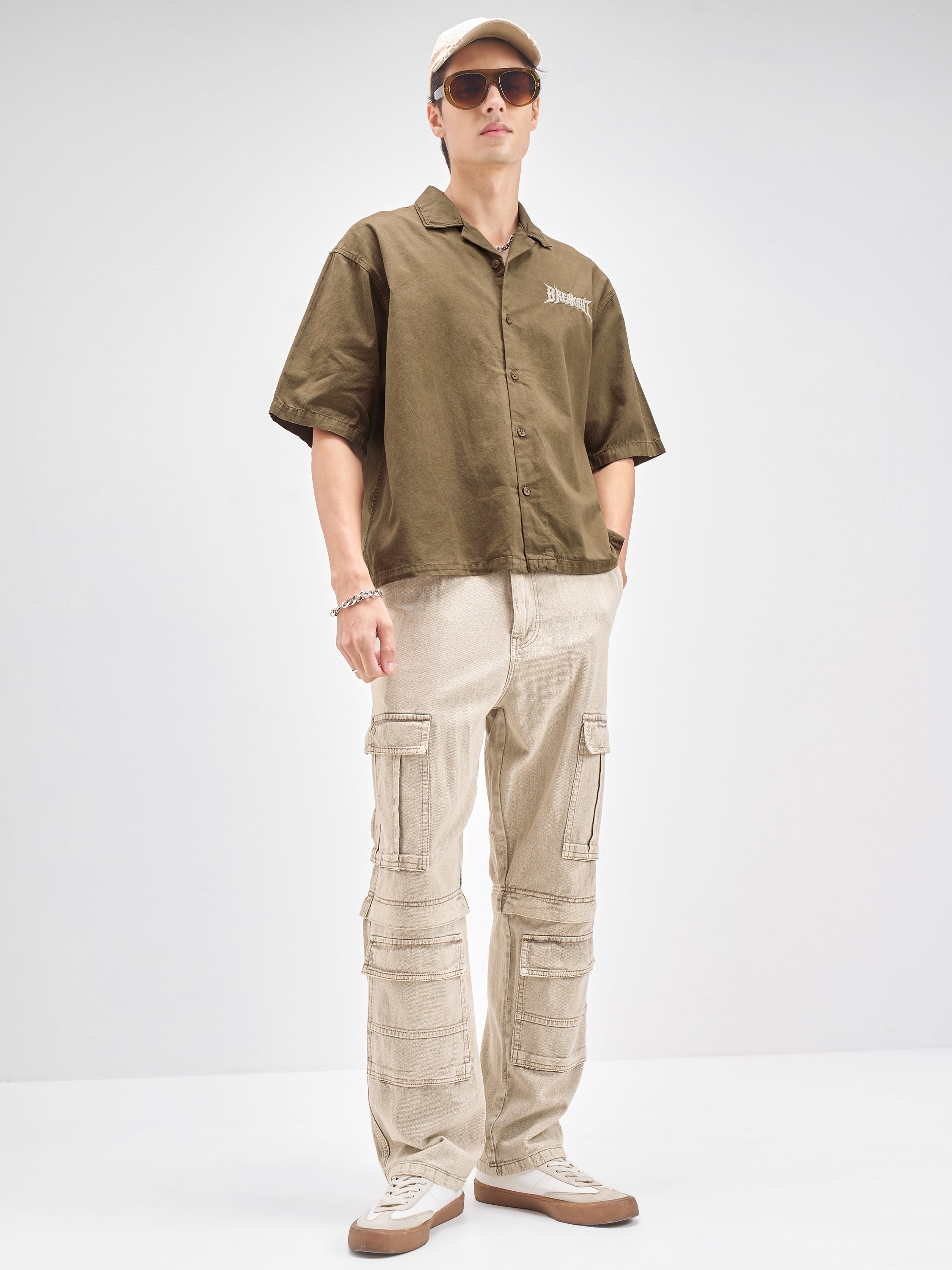 Highlander Men Brown Embroidered Boxy Fit Casual shirt - Brown - Image 2