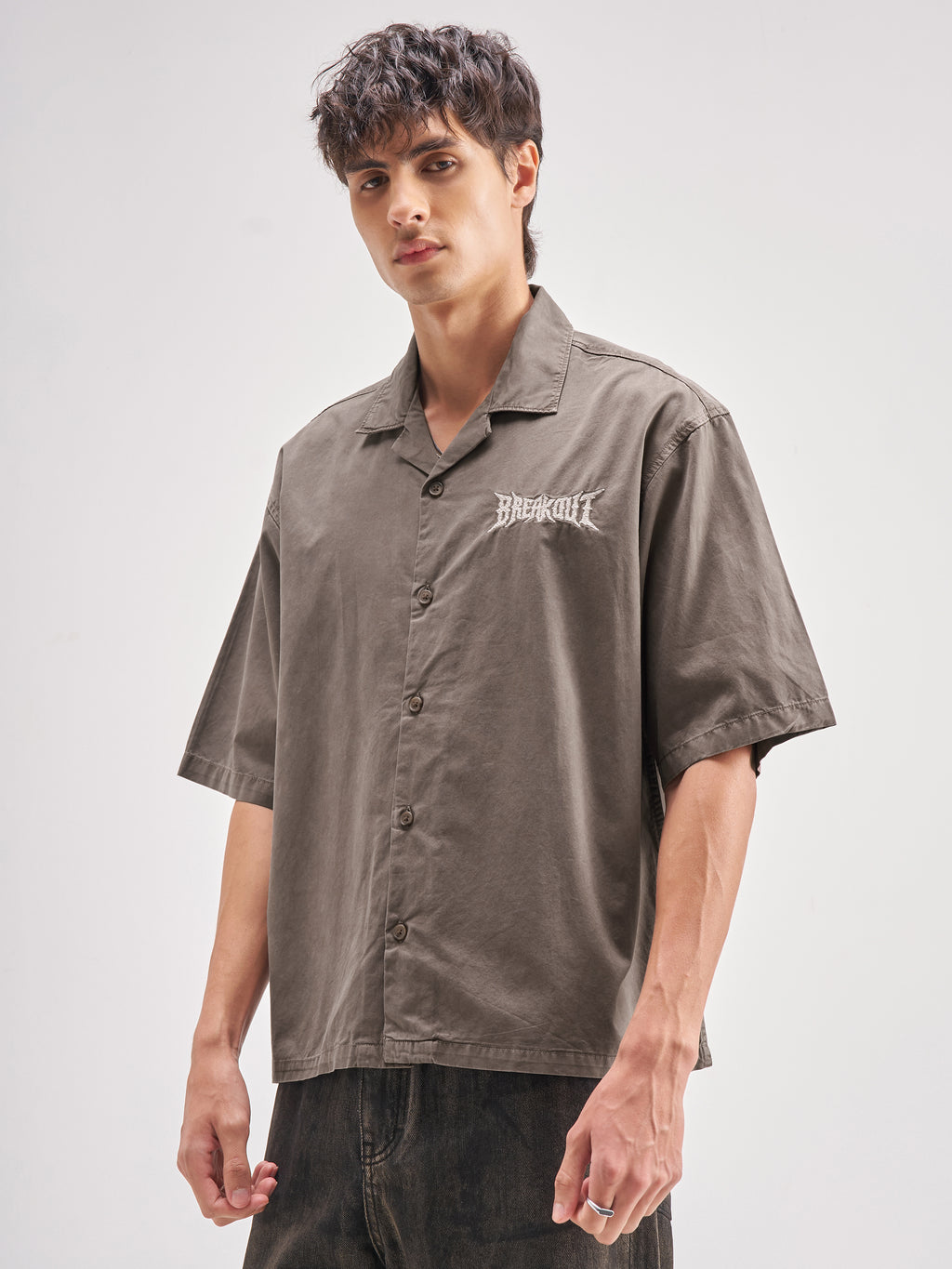 Highlander Men Tan Embroidered Boxy Fit Casual Shirt - Tan - Image 4