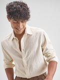 Highlander Men Cream Self Design Relaxed Fit Casual Shirt - Cream - Image 1