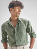 Highlander Men Green Self Design Relaxed Fit Casual Shirt - Green - Image 1