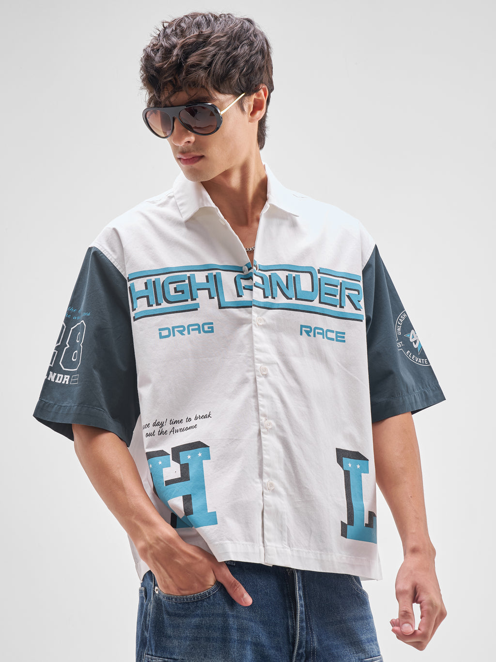 Highlander Men White Printed Boxy Fit Casual Shirt - White - Image 6