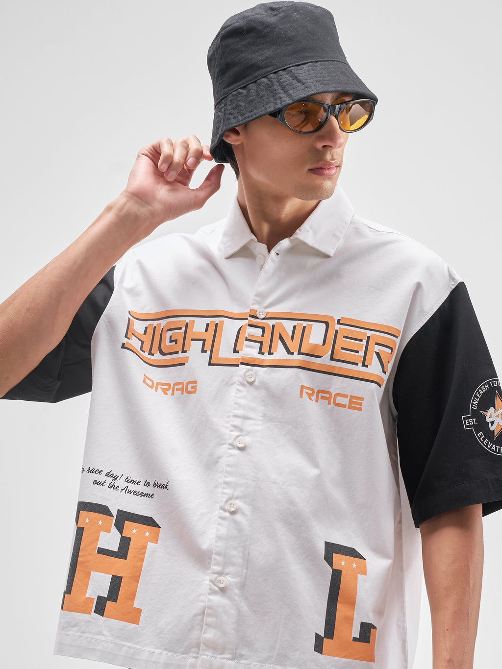 Highlander Men White Printed Boxy Fit Casual Shirt - White - Image 1