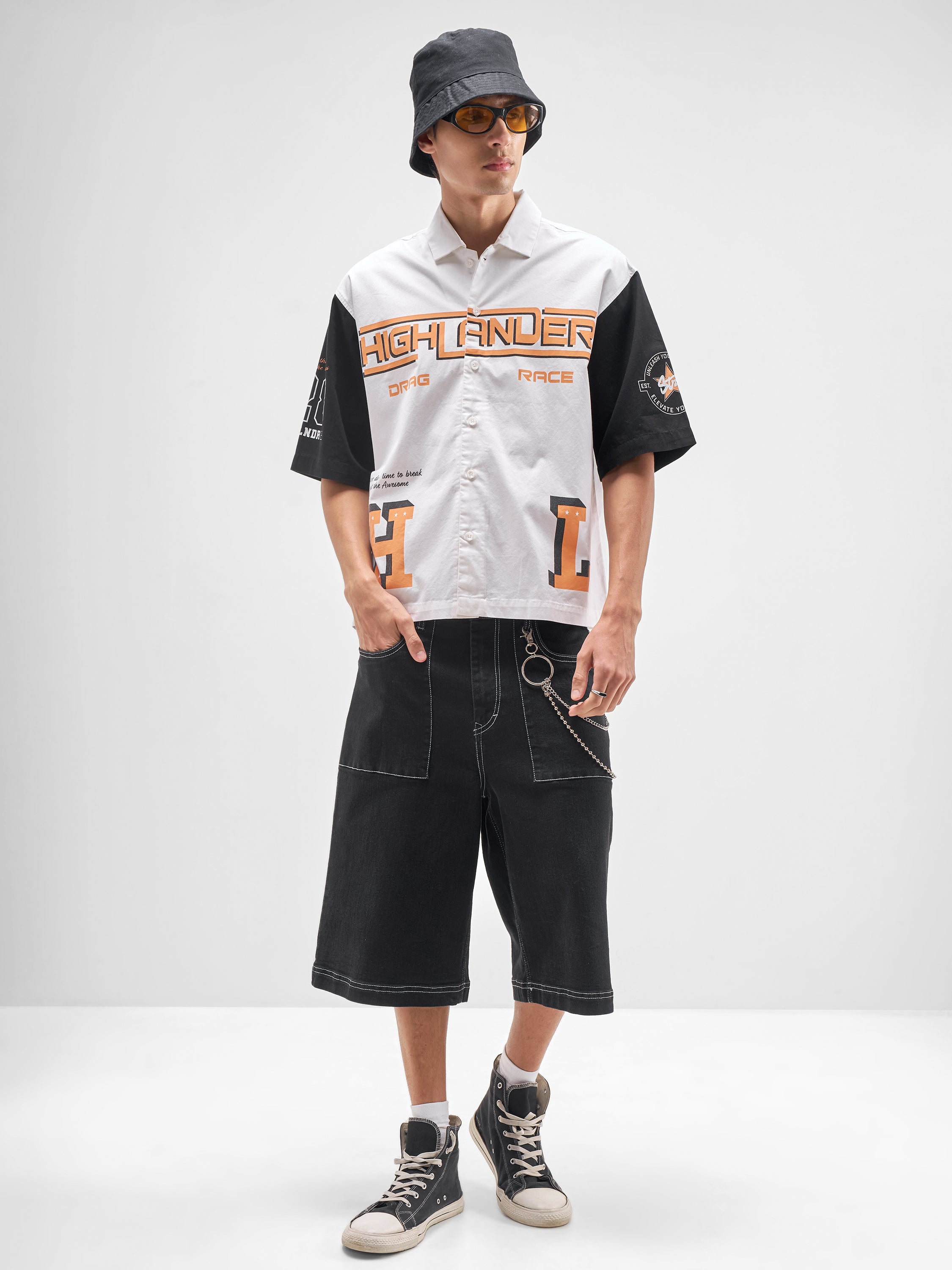 Highlander Men White Printed Boxy Fit Casual Shirt - White - Image 2