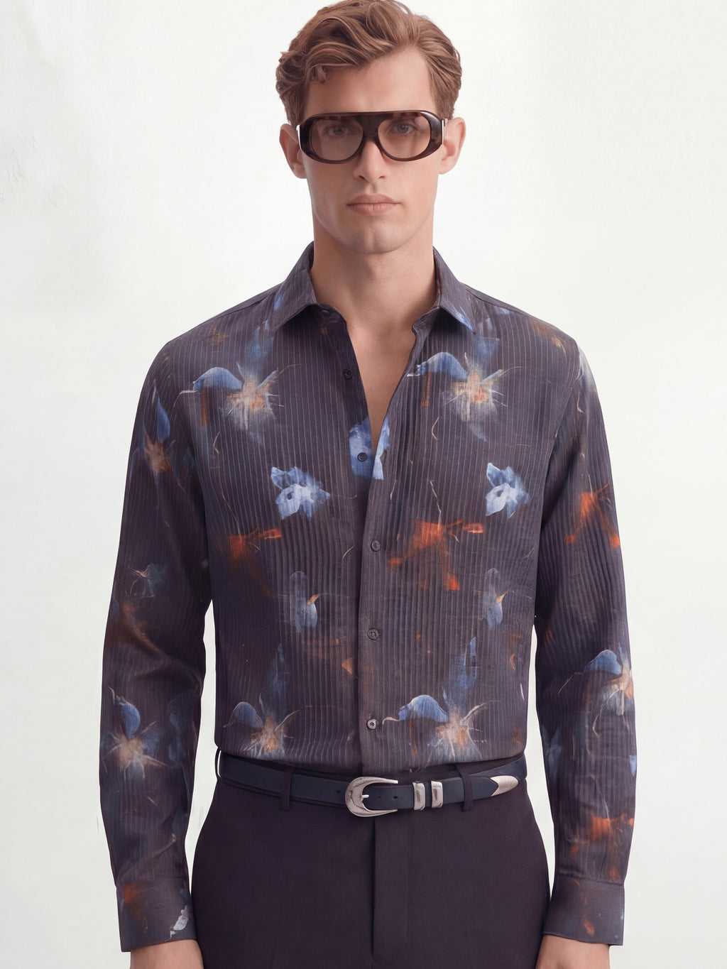 Highlander Men Black Printed Slim Fit Casual Shirt - Black - Image 1