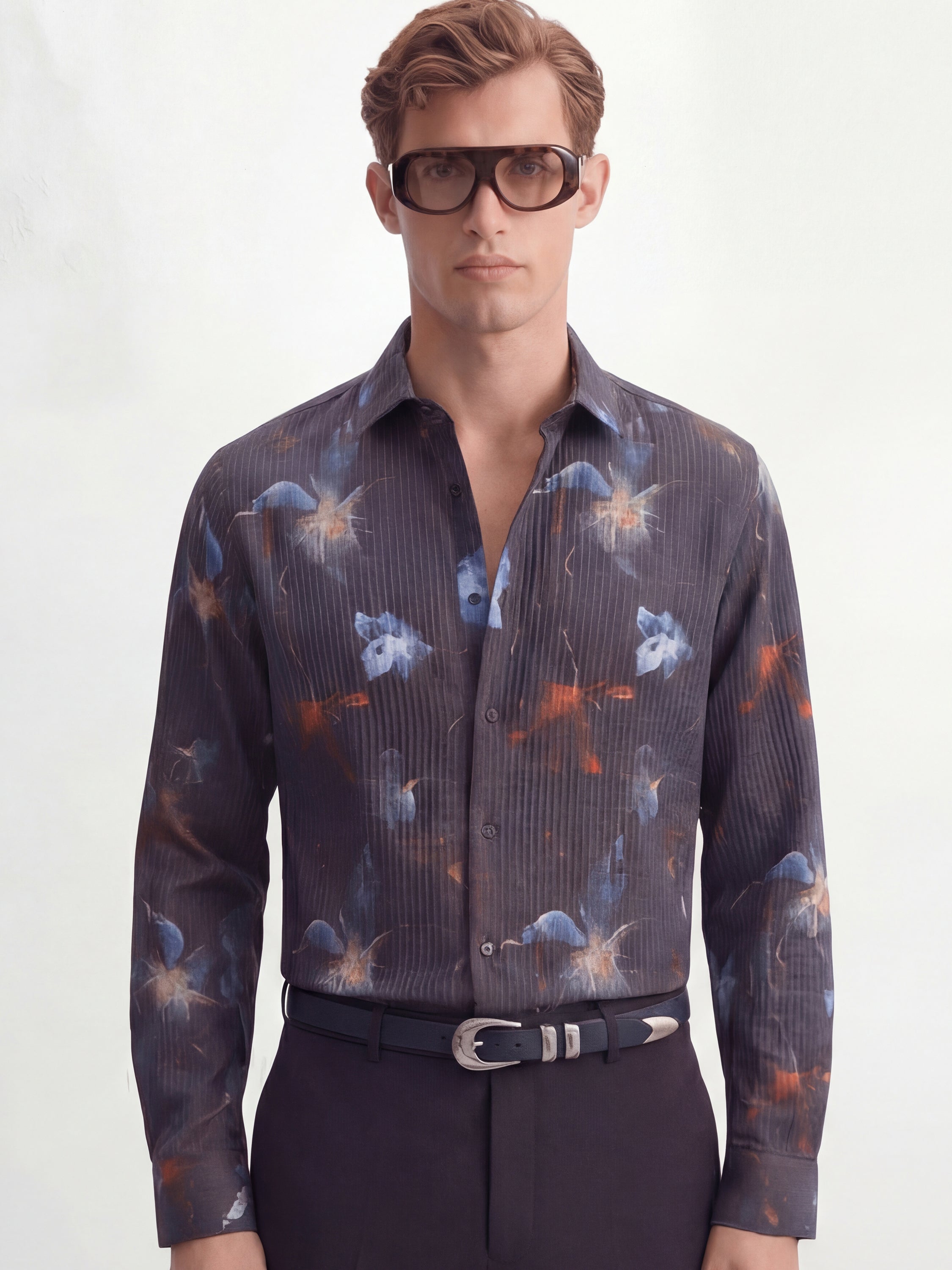 Highlander Men Black Printed Slim Fit Casual Shirt - Black - Image 1