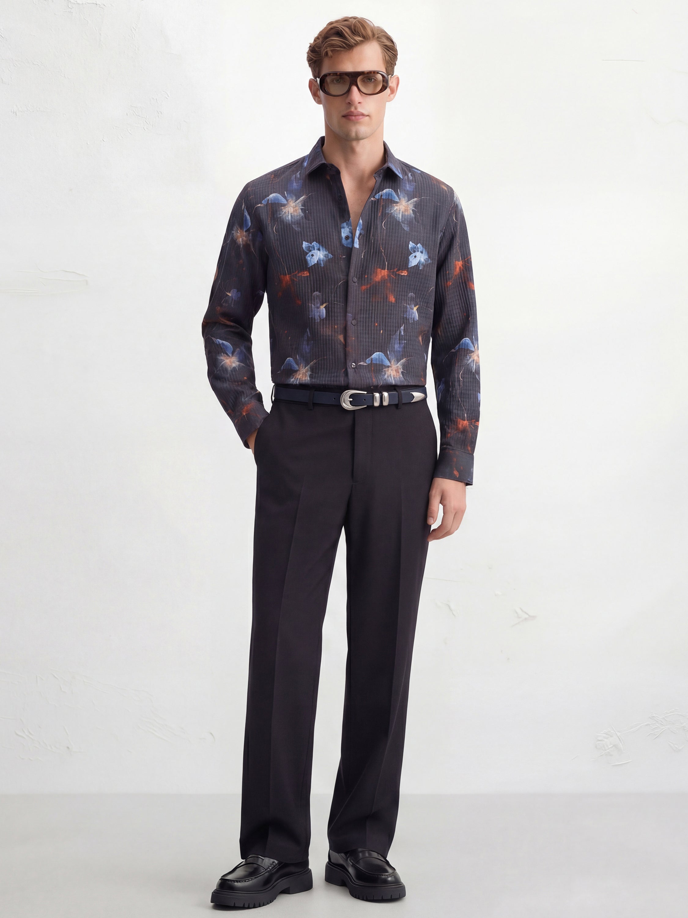 Highlander Men Black Printed Slim Fit Casual Shirt - Black - Image 2