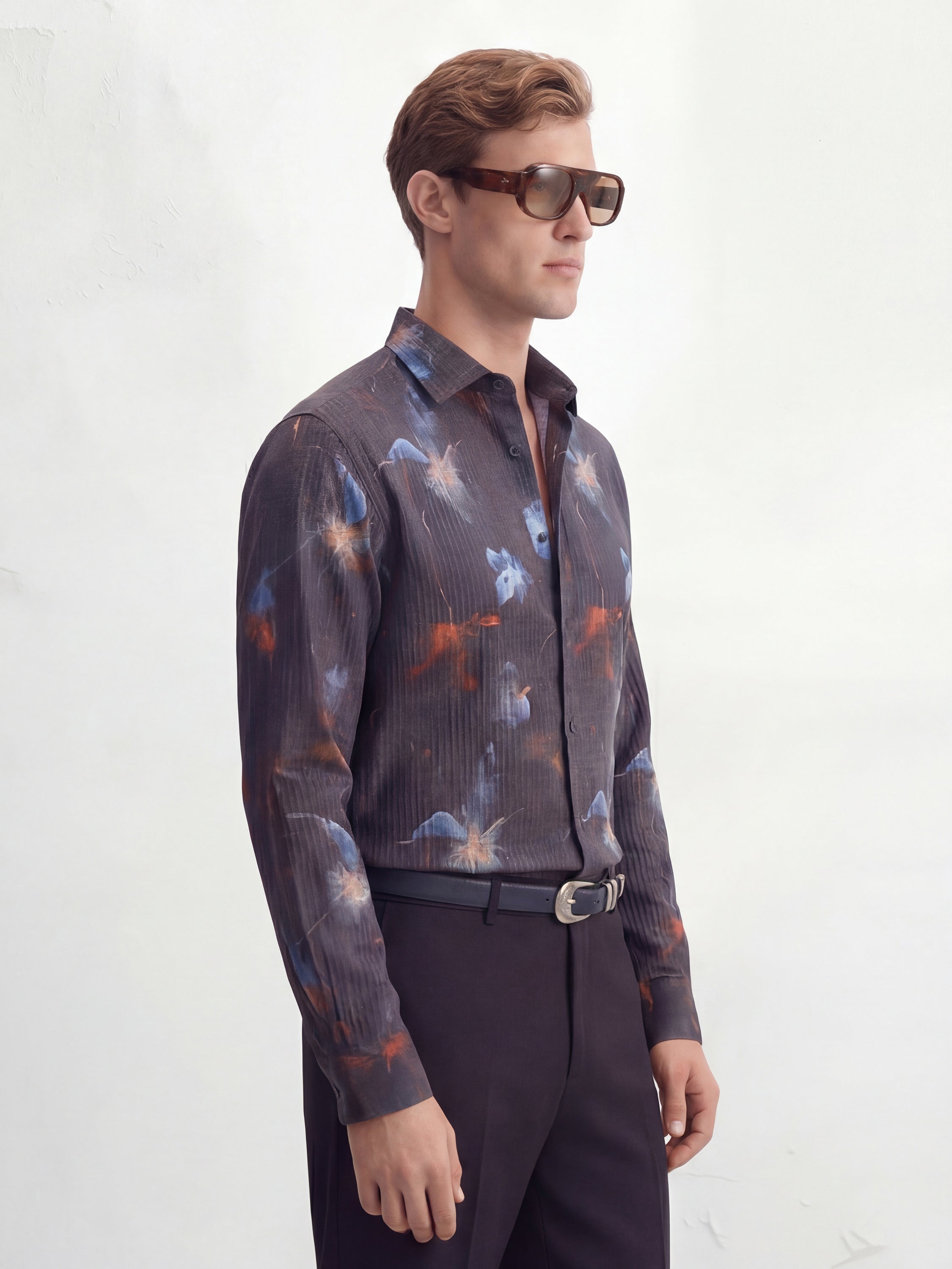 Highlander Men Black Printed Slim Fit Casual Shirt - Black - Image 6