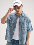 Highlander Men Blue Self Design Boxy Fit Casual Shirt - Blue - Image 1