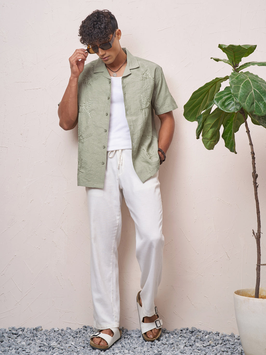 Highlander Men Green Self Design Relaxed Fit Casual Shirt - Green - Image 2