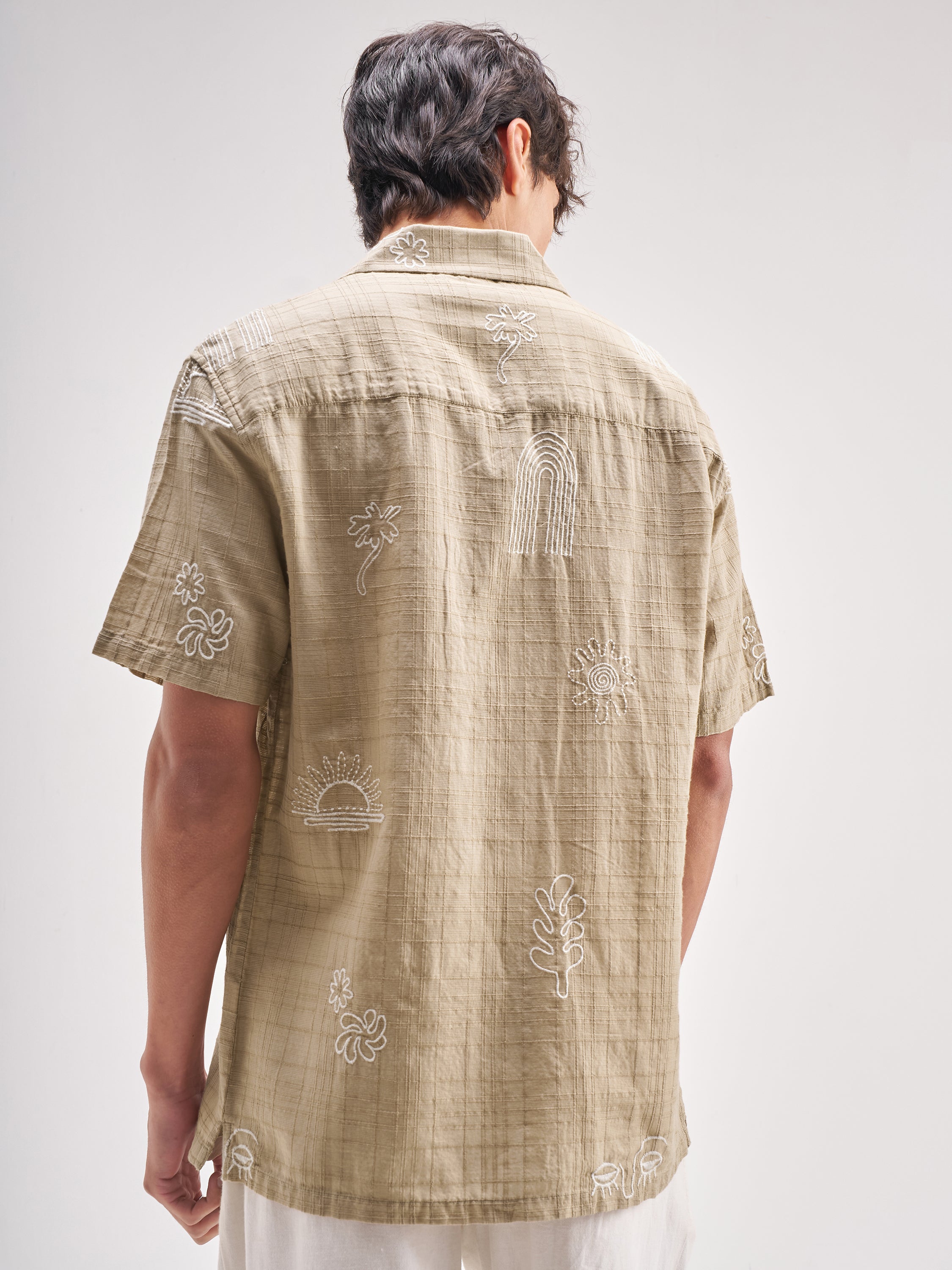 Highlander Men Tan Self Design Relaxed Fit Casual Shirt - Tan - Image 3