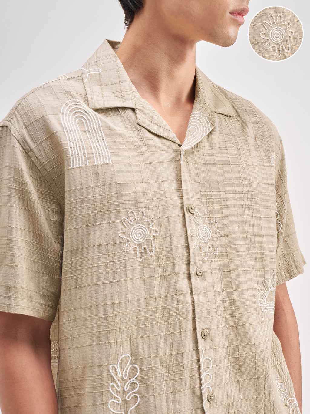 Highlander Men Tan Self Design Relaxed Fit Casual Shirt - Tan - Image 5