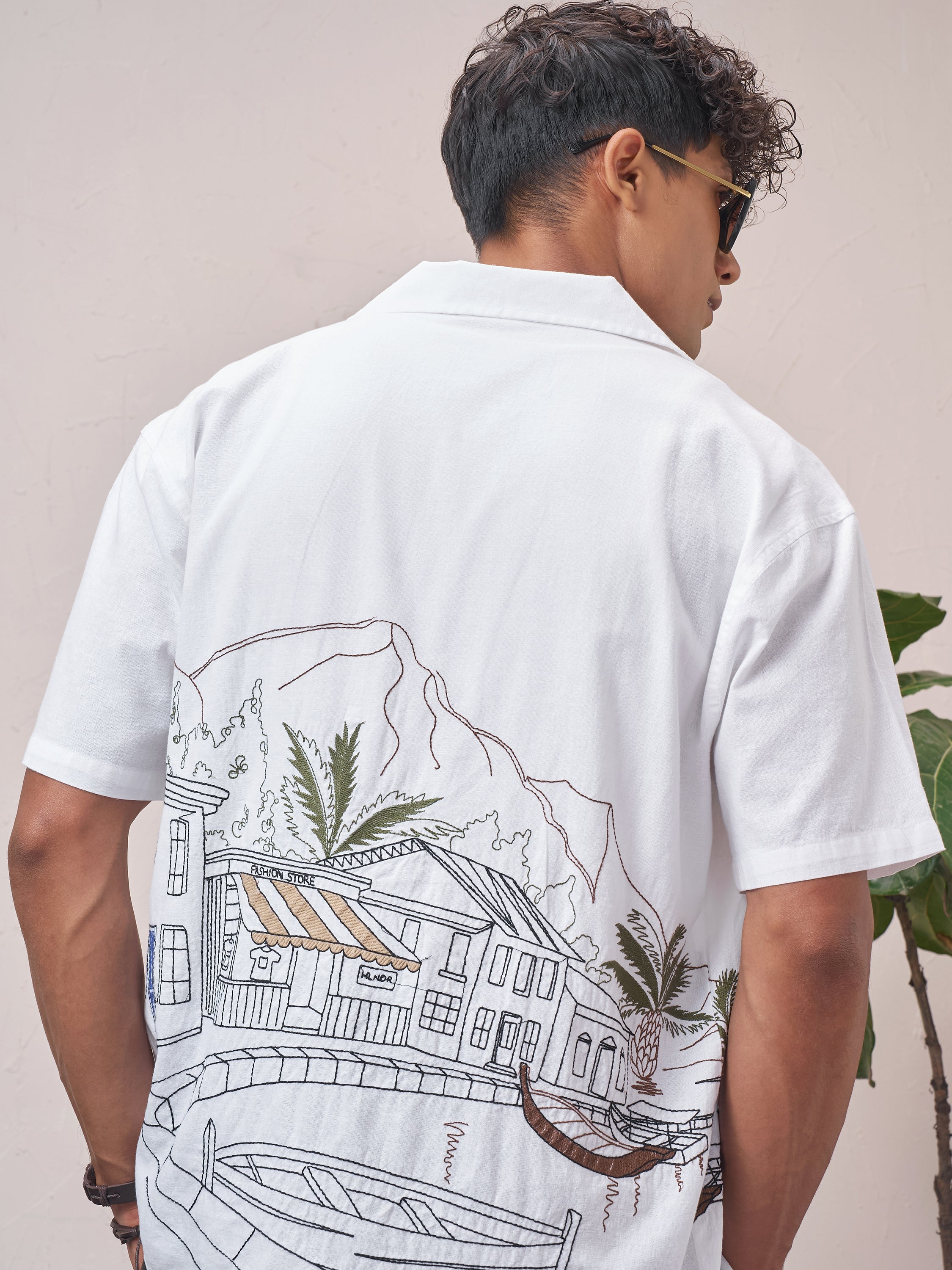 Highlander Men White Embroidered Relaxed Fit Casual Shirt - White - Image 1