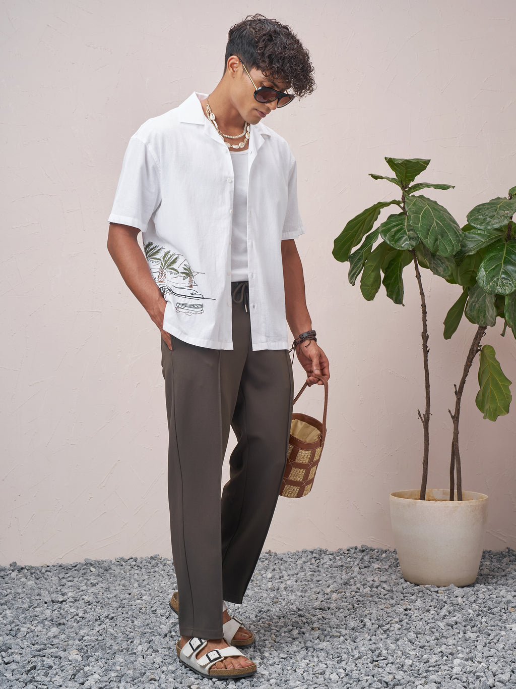 Highlander Men White Embroidered Relaxed Fit Casual Shirt - White - Image 2